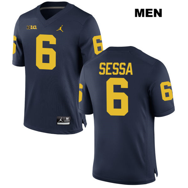 Men's NCAA Michigan Wolverines Michael Sessa #6 Navy Jordan Brand Authentic Stitched Football College Jersey TB25M83QI